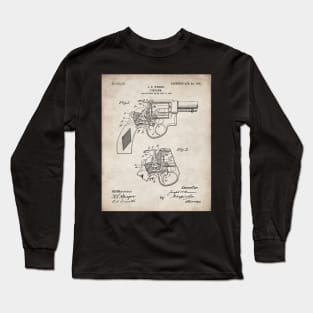 Hand Gun Revolver Patent - Gun Loving Self Defense Art - Antique Long Sleeve T-Shirt